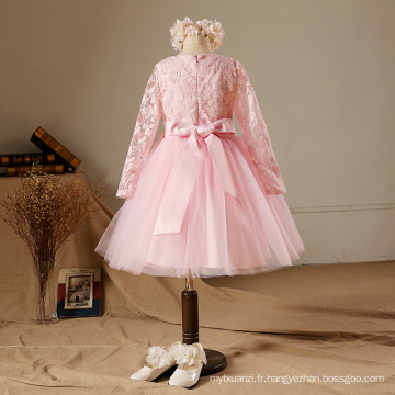 2017 nouvelle année rose duoduo princesse bébé filles robe de soirée taille fleurs enfants manches longues dentelle perles parti fleur filles robes